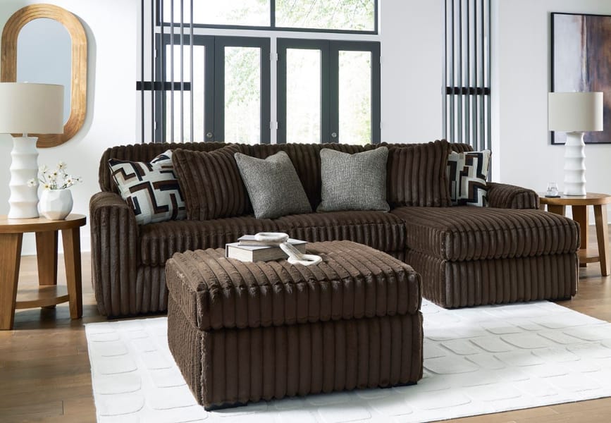 MIDNIGHT-MADNESS 2-PIECE SECTIONAL SOFA WITH CHAISE – BROWN