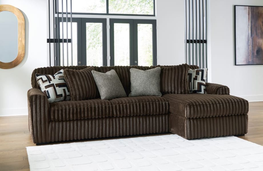 MIDNIGHT-MADNESS 2-PIECE SECTIONAL SOFA WITH CHAISE – BROWN