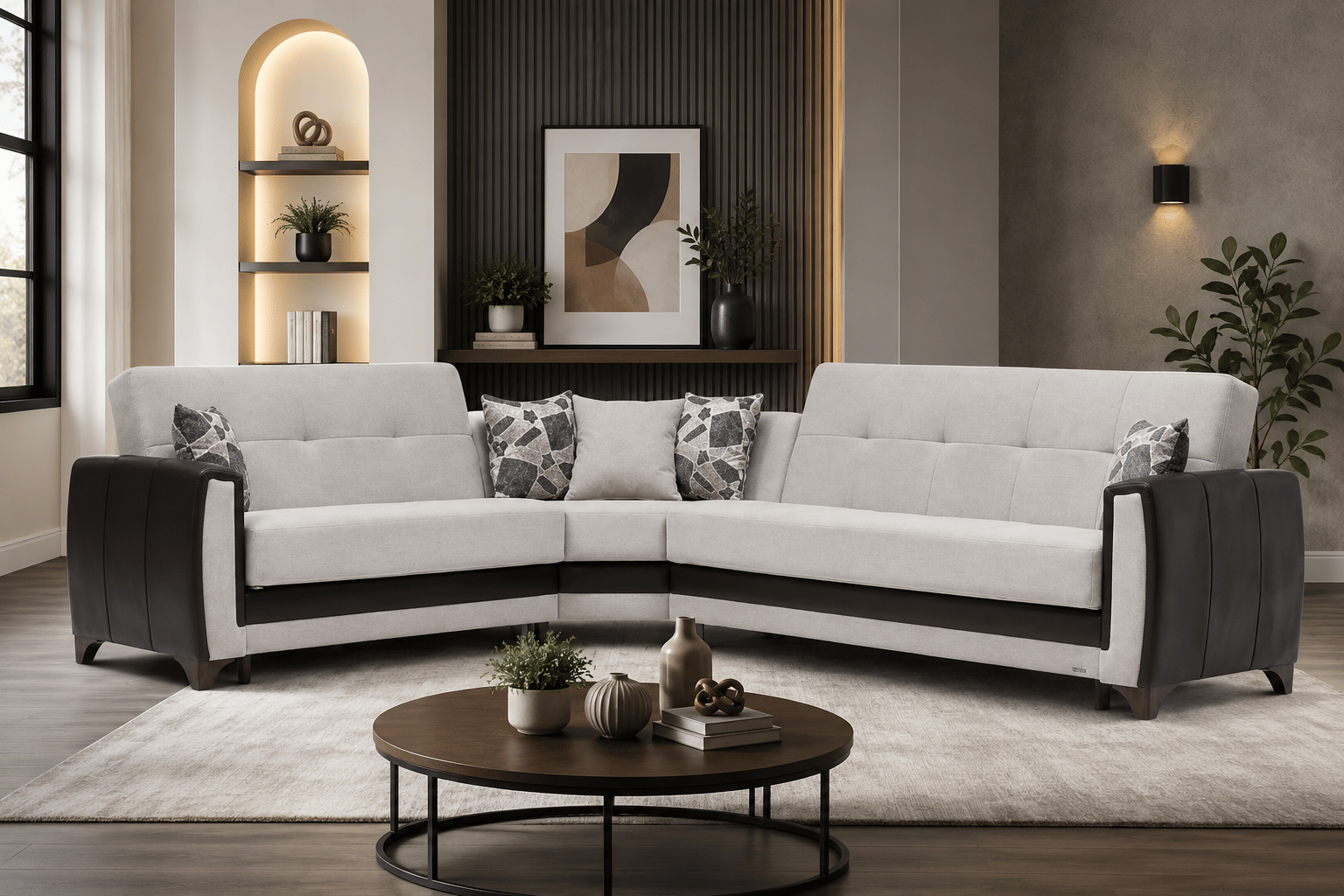 NIBULD SLEEPER SECTIONAL IN CREAM