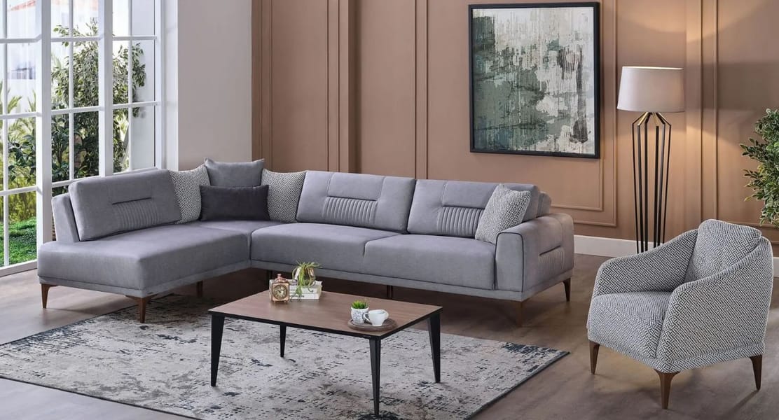 NOLIA L-SHAPE SLEEPER SECTIONAL SOFA – PALMA GRAY