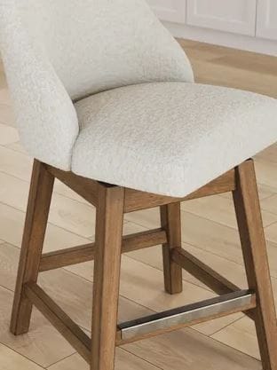 AMELIA UPHOLSTERED SWIVEL BARSTOOL – OATMEAL/LIGHT BROWN