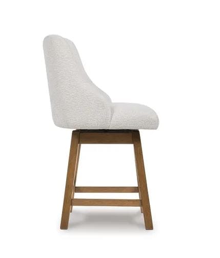 AMELIA UPHOLSTERED SWIVEL BARSTOOL – OATMEAL/LIGHT BROWN