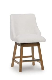 AMELIA UPHOLSTERED SWIVEL BARSTOOL – OATMEAL/LIGHT BROWN