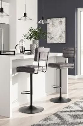 STRATFORD ADJUSTABLE SWIVEL BARSTOOL – GRAY/BLACK