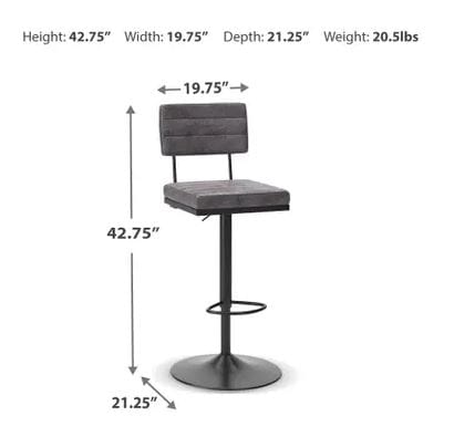 STRATFORD ADJUSTABLE SWIVEL BARSTOOL – GRAY/BLACK