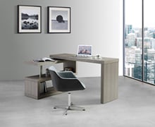 MODERN GRAY OFFICE DESK WITH S-SHAPED BOOKCASE