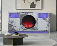 ALORA 70" MARBLE-LOOK FIREPLACE TV STAND WITH BLUETOOTH SPEAKERS & LED LIGHTING