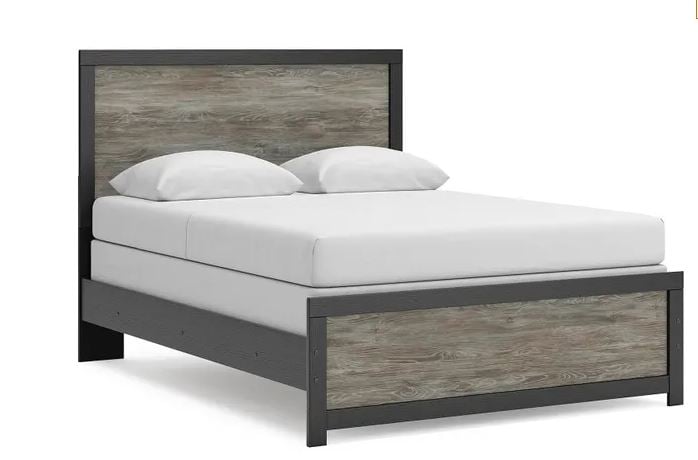 BROACHMYN QUEEN PANEL BED – BLACK & GRAY