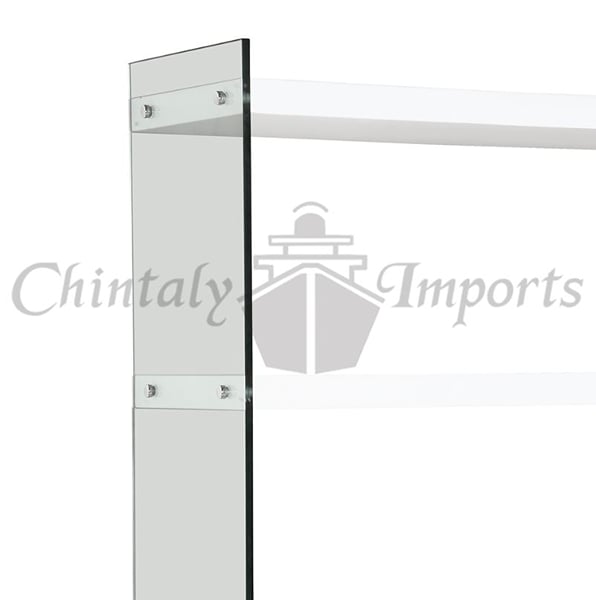 MODERN GLOSS WHITE BOOKCASE WITH TEMPERED GLASS SIDES