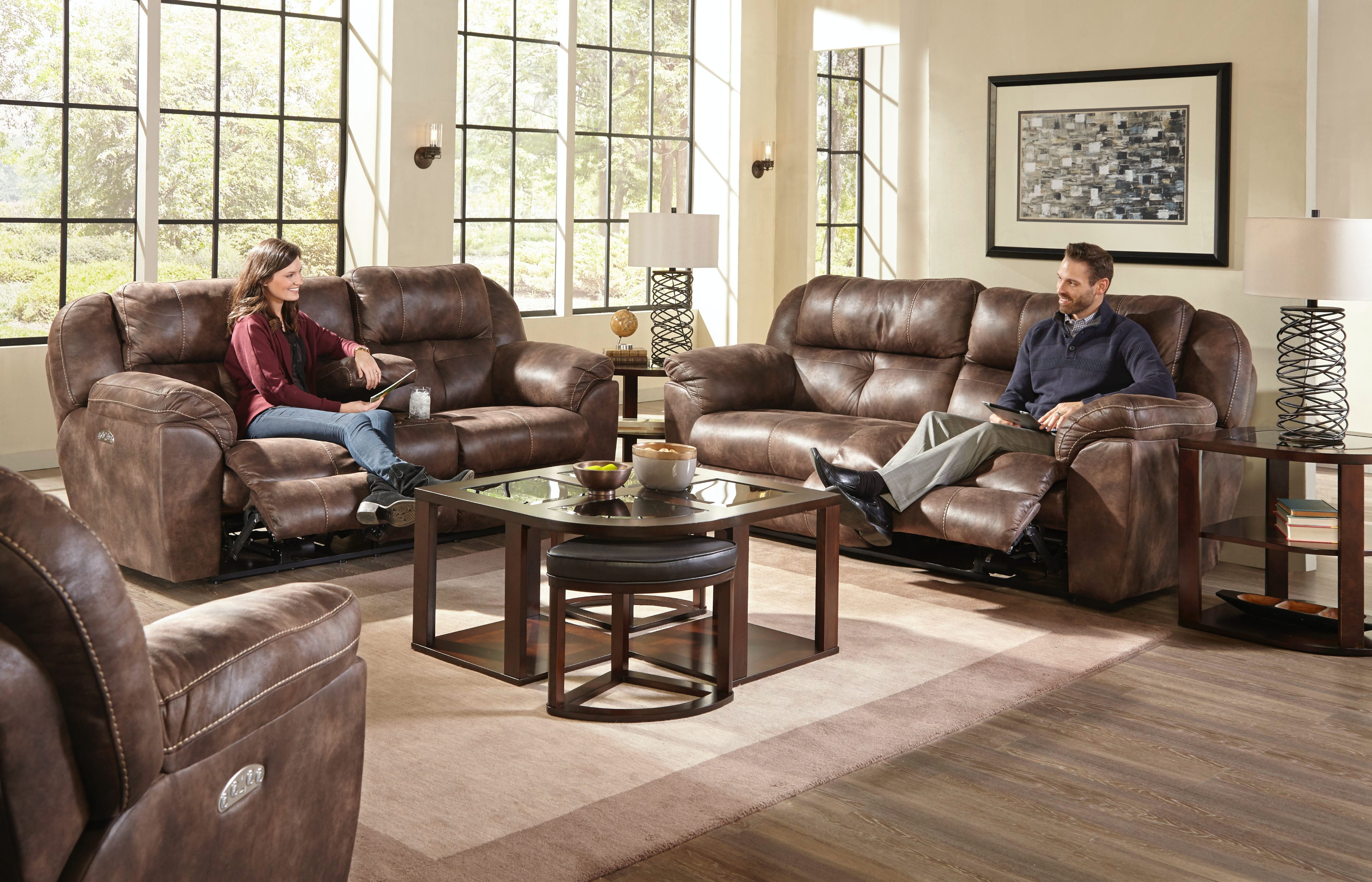Catnapper Furniture Living Room Power Lay Flat Recliner with Adjustable Headrest 618907-Dusk