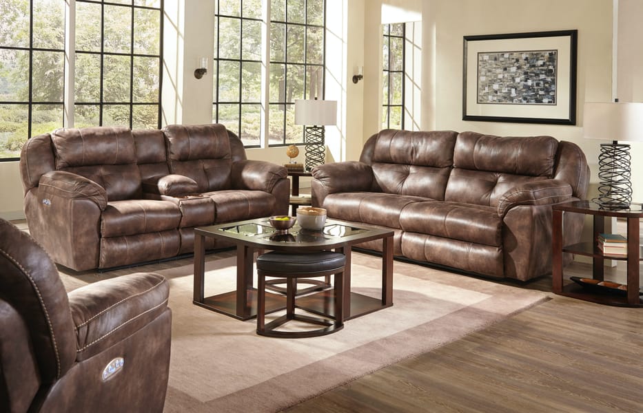 Catnapper Furniture Living Room Ferrington Power Reclining Sofa with Adjusting Headrest 61891-Dusk