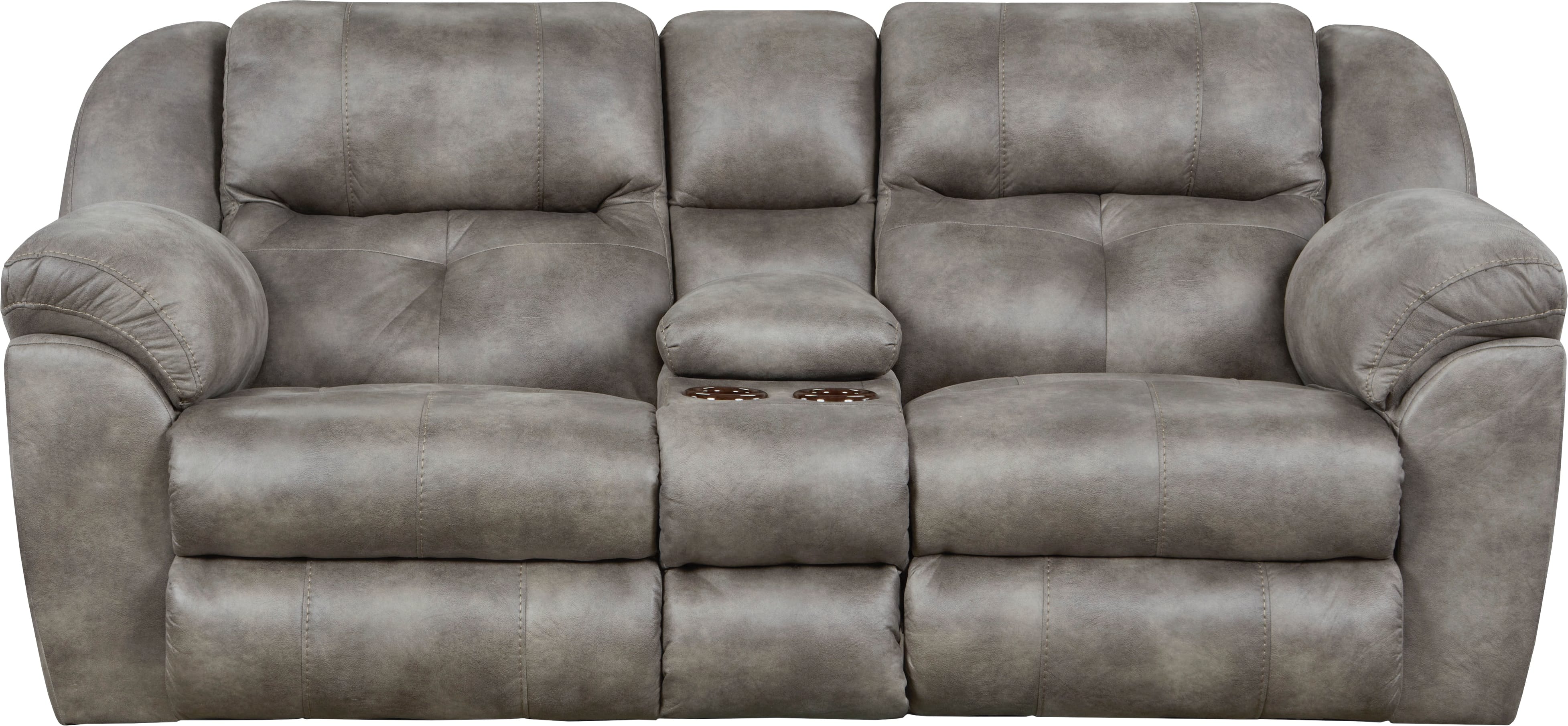 Catnapper Furniture Living Room Ferrington Power Reclining Console Loveseat with Adjusting Headrest 61899-Steel
