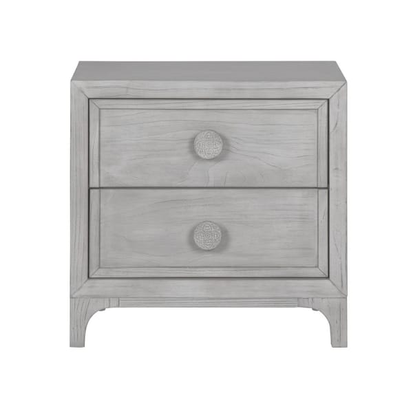 Modus Bedroom Boho Chic Nighstand In Washed White 1JQ981