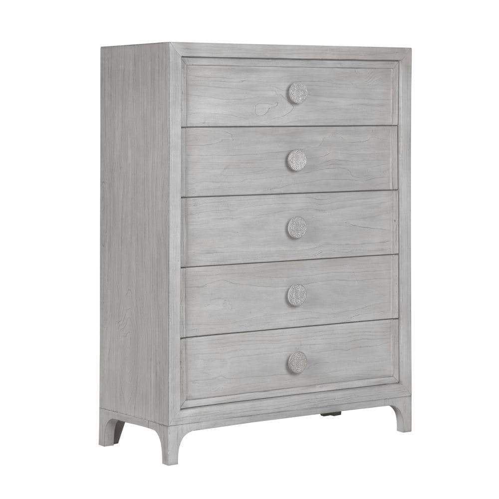 Modus Bedroom Boho Chic Five-Drawer Chest In Washed White 1JQ984