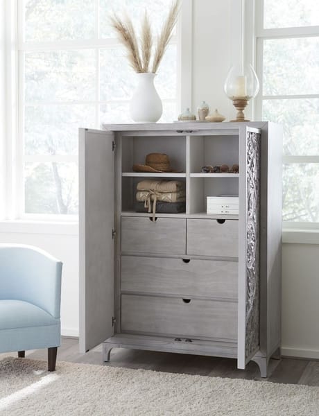 Modus Bedroom Boho Chic Wardrobe Chest In Washed White 1JQ986