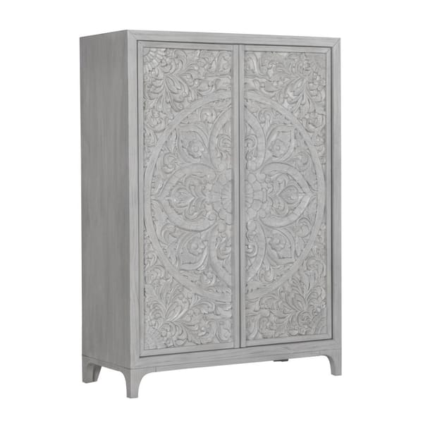 Modus Bedroom Boho Chic Wardrobe Chest In Washed White 1JQ986