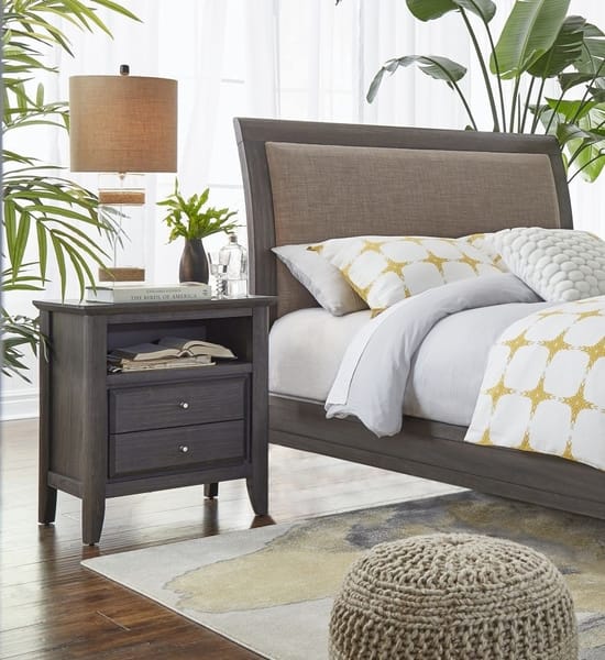 Modus Bedroom City II Two Drawer Nightstand In Basalt Gray 1X5781