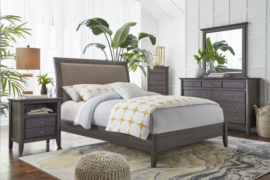 Modus Bedroom City II Upholstered Sleigh Bed In Basalt Gray 1X57L7D