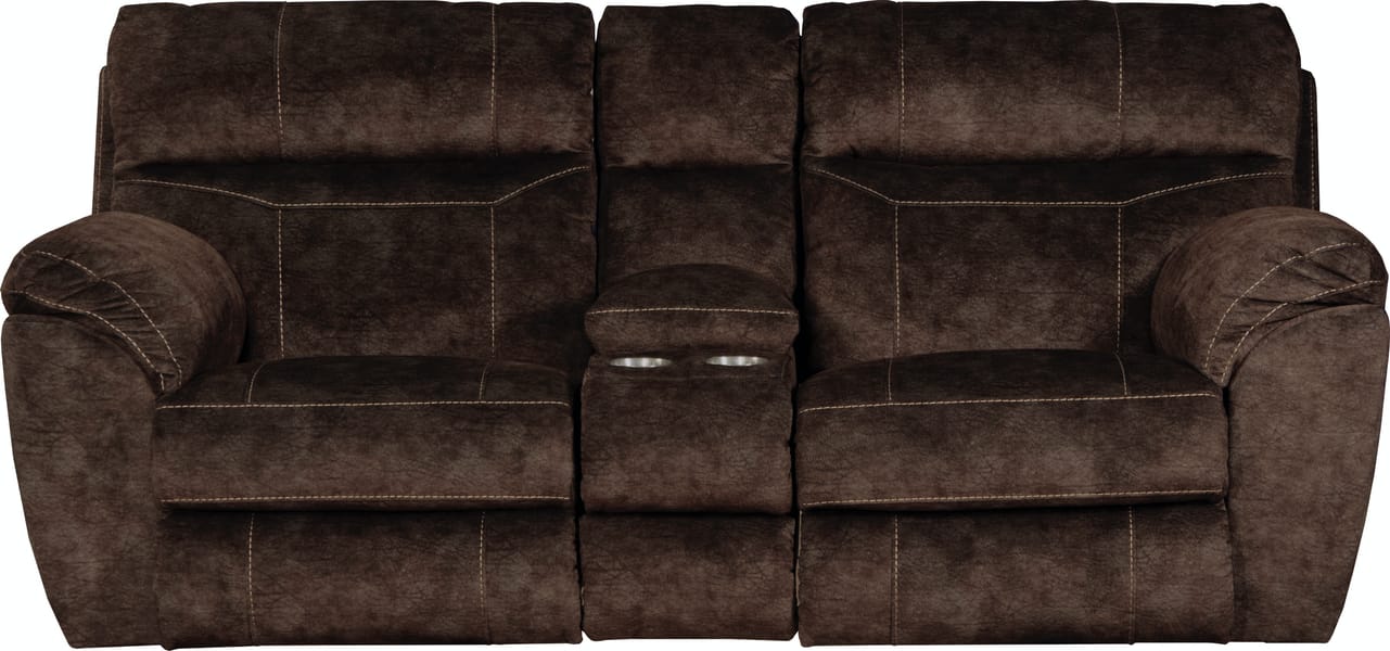 Catnapper Furniture Living Room Sedona Lay Flat Reclining Console Loveseat 62229-Mocha