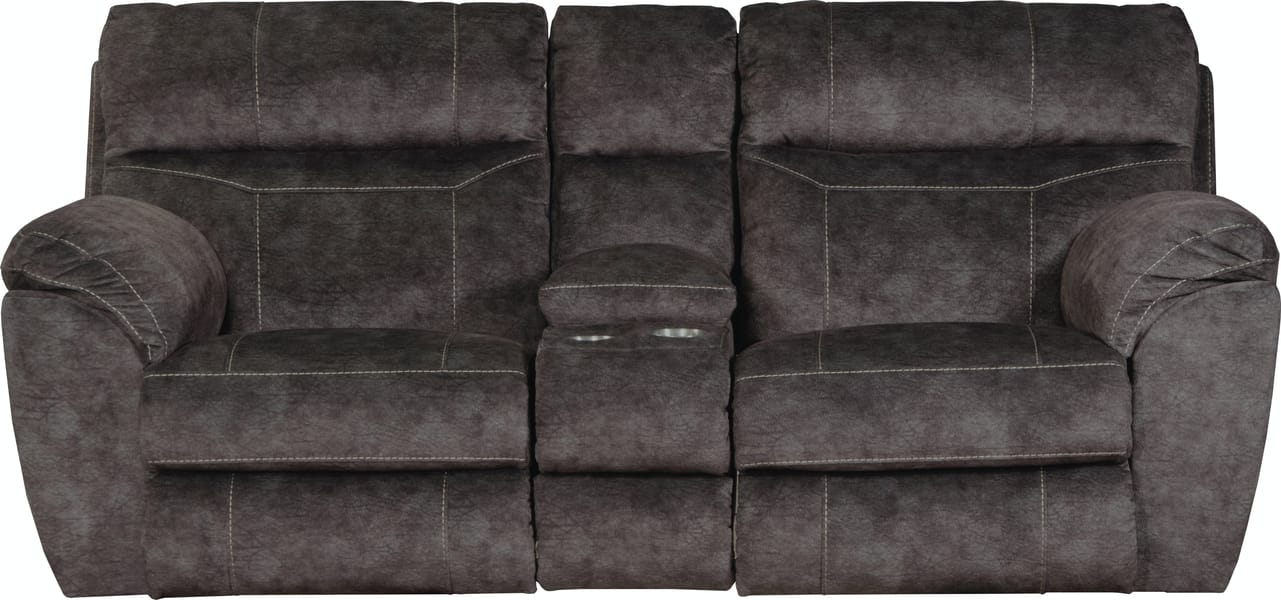 Catnapper Furniture Living Room Sedona Lay Flat Reclining Console Loveseat 62229-Smoke