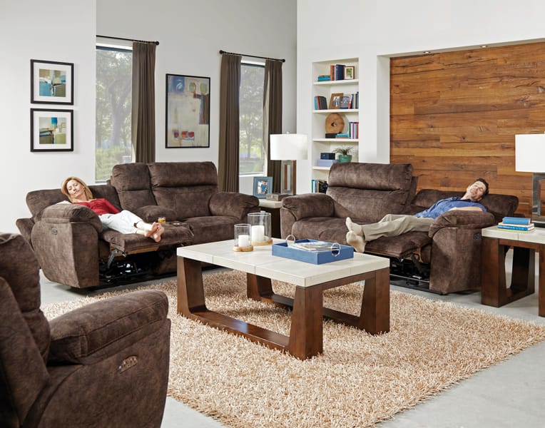 Catnapper Furniture Living Room Power Headrest with Lumbar Lay Flat Reclining Sofa 762221-Mocha