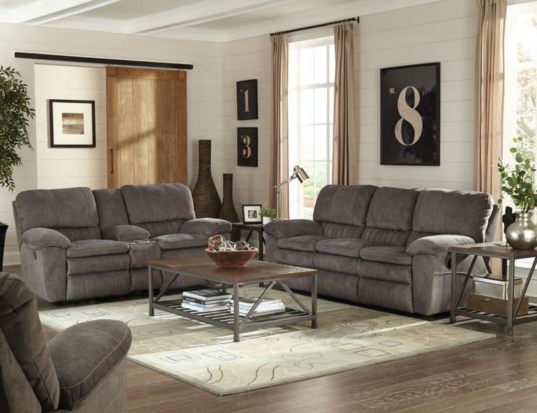 Catnapper Furniture Living Room Power Lay Flat Recl Console Loveseat with Storage and Cupholders 62409-Graphite