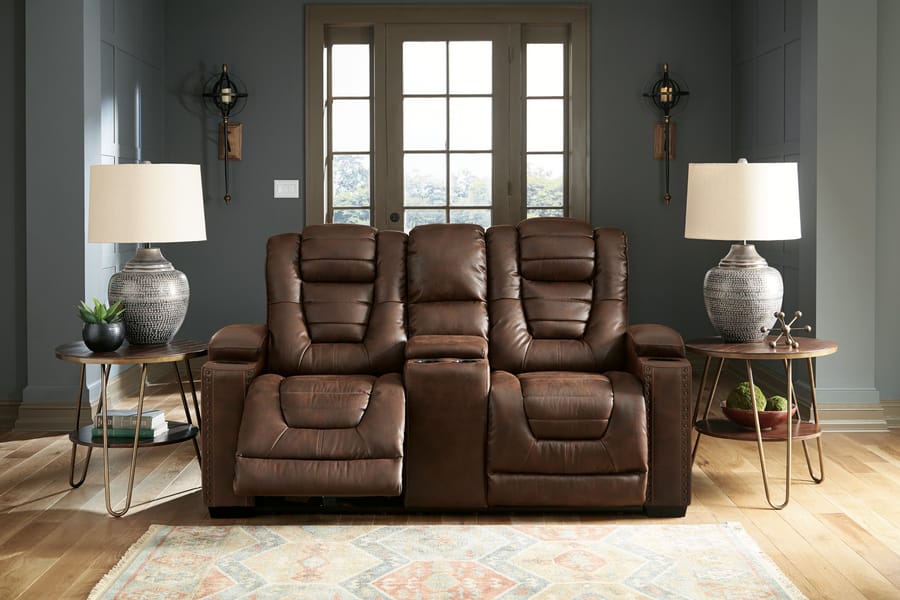 Ashley Living Room Owner's Box Power Reclining Loveseat with Console 2450518