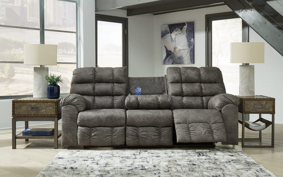 Ashley Living Room Derwin Reclining Sofa with Drop Down Table 2840289