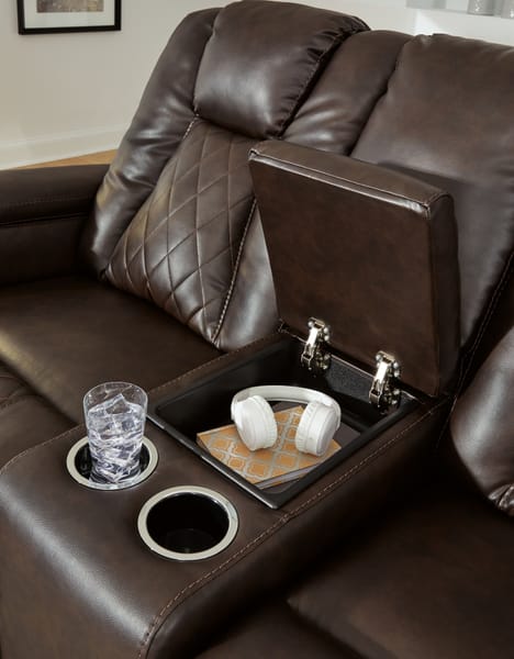 Ashley Living Room Mancin Reclining Loveseat with Console 2970394