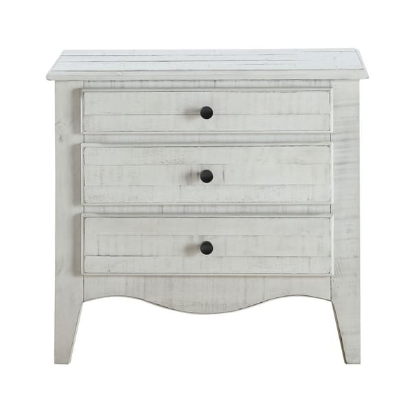Modus Bedroom Ella Solid Wood Three Drawer Nightstand In White Wash 2G4381