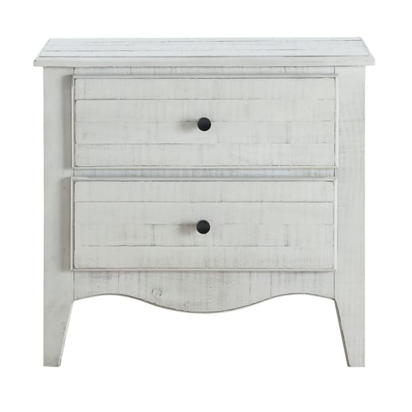 Modus Bedroom Ella Solid Wood Two Drawer Nightstand In White Wash 2G43812