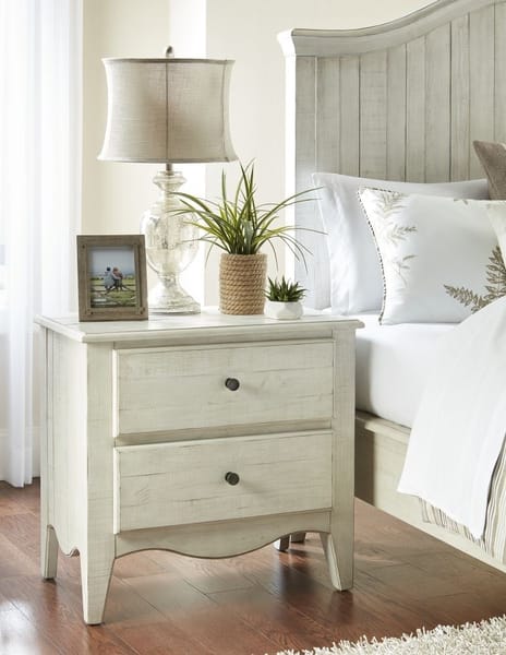 Modus Bedroom Ella Solid Wood Two Drawer Nightstand In White Wash 2G43812