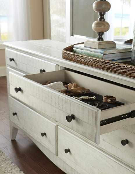 Modus Bedroom Ella Solid Wood Six Drawer Dresser In White Wash 2G4382