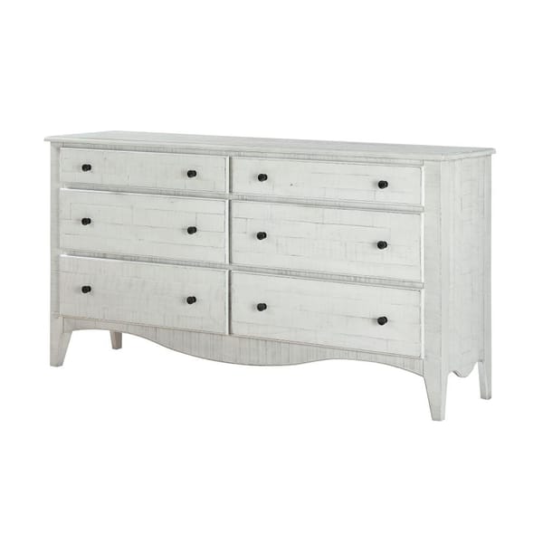 Modus Bedroom Ella Solid Wood Six Drawer Dresser In White Wash 2G4382