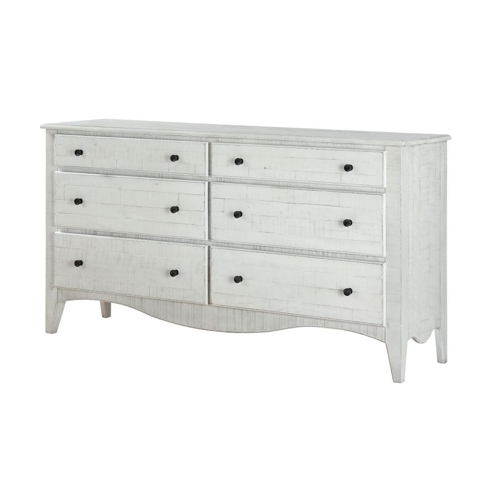 Modus Bedroom Ella Solid Wood Six Drawer Dresser In White Wash 2G4382
