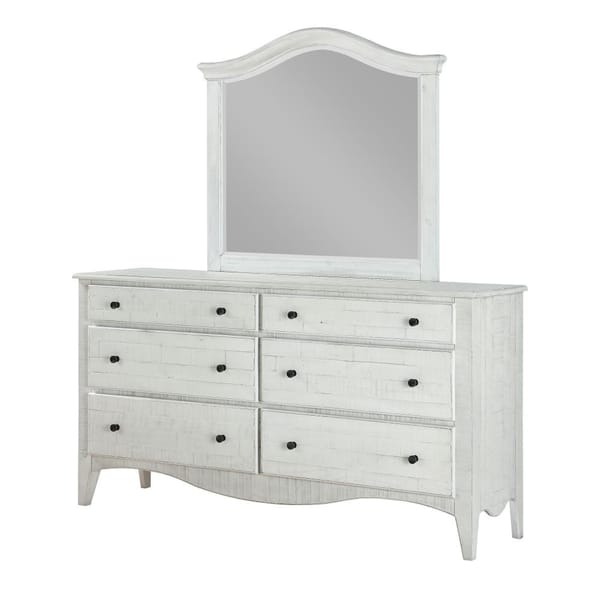 Modus Bedroom Ella Solid Wood Six Drawer Dresser In White Wash 2G4382