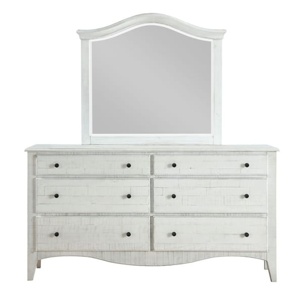 Modus Bedroom Ella Solid Wood Six Drawer Dresser In White Wash 2G4382