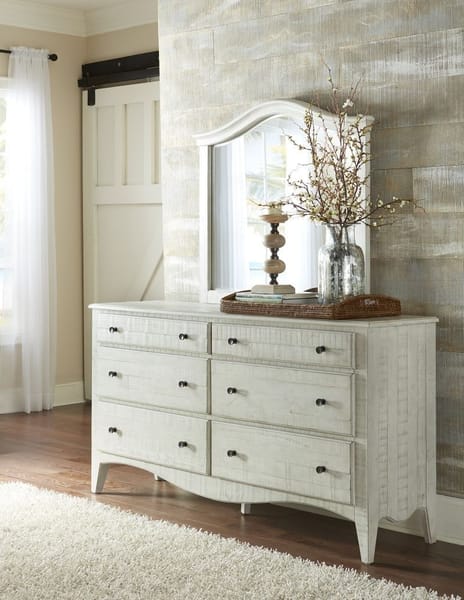 Modus Bedroom Ella Solid Wood Six Drawer Dresser In White Wash 2G4382