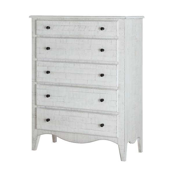Modus Bedroom Ella Solid Wood Five Drawer Chest In White Wash 2G4384