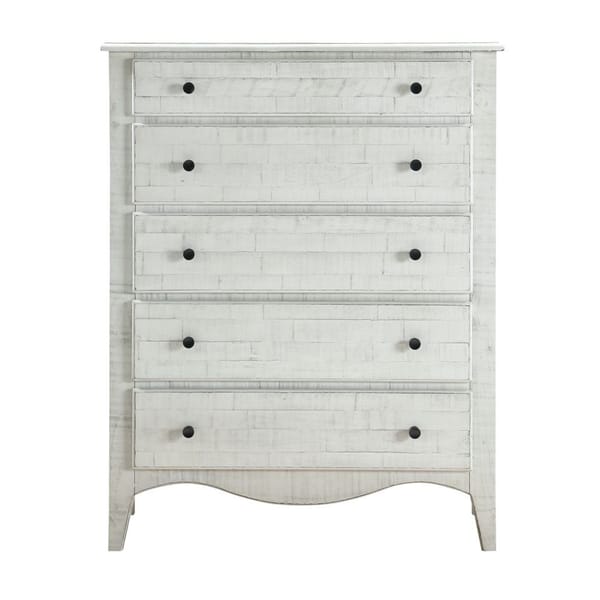 Modus Bedroom Ella Solid Wood Five Drawer Chest In White Wash 2G4384