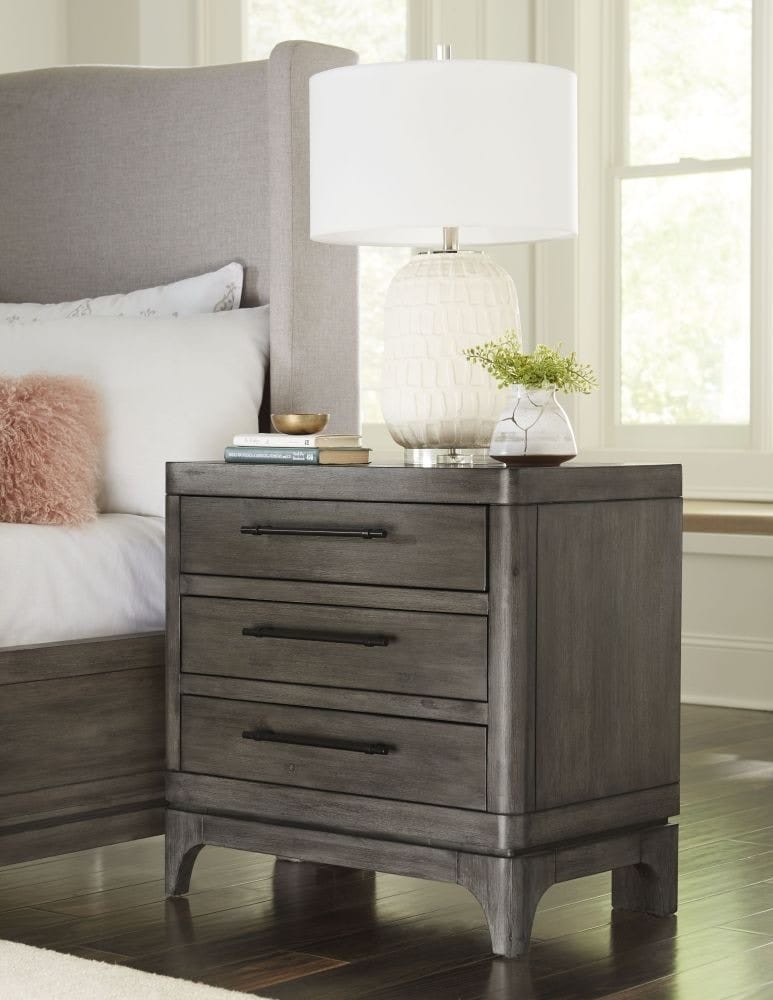 Modus Bedroom Cicero Three-Drawer Nightstand In Slate Grey 2KS381