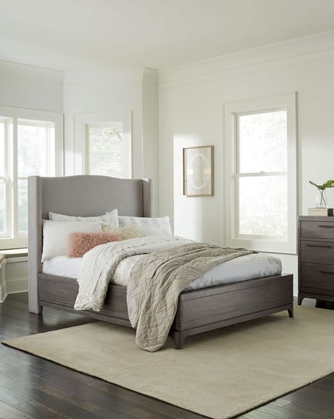 Modus Bedroom Cicero Upholstered Wingback Bed In Slate Grey 2KS3A6