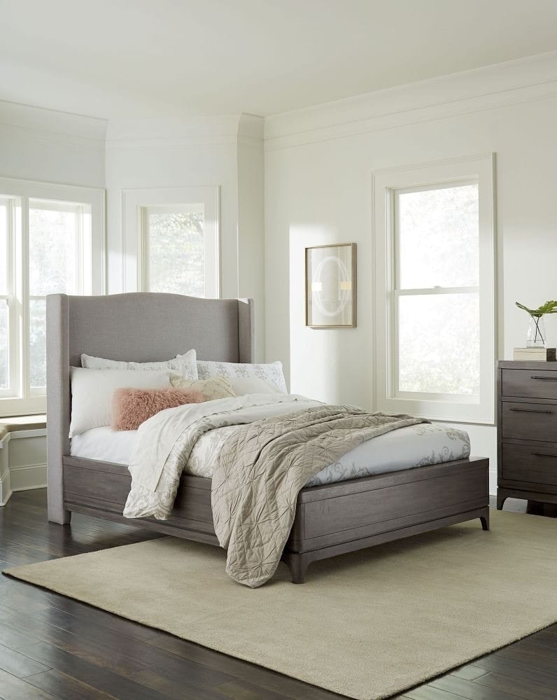 Modus Bedroom Cicero Upholstered Wingback Bed In Slate Grey 2KS3A6