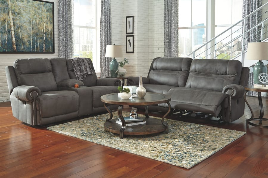Ashley Living Room Austere Reclining Loveseat with Console 3840194