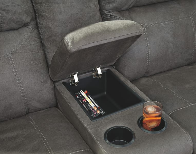 Ashley Living Room Austere Reclining Loveseat with Console 3840194