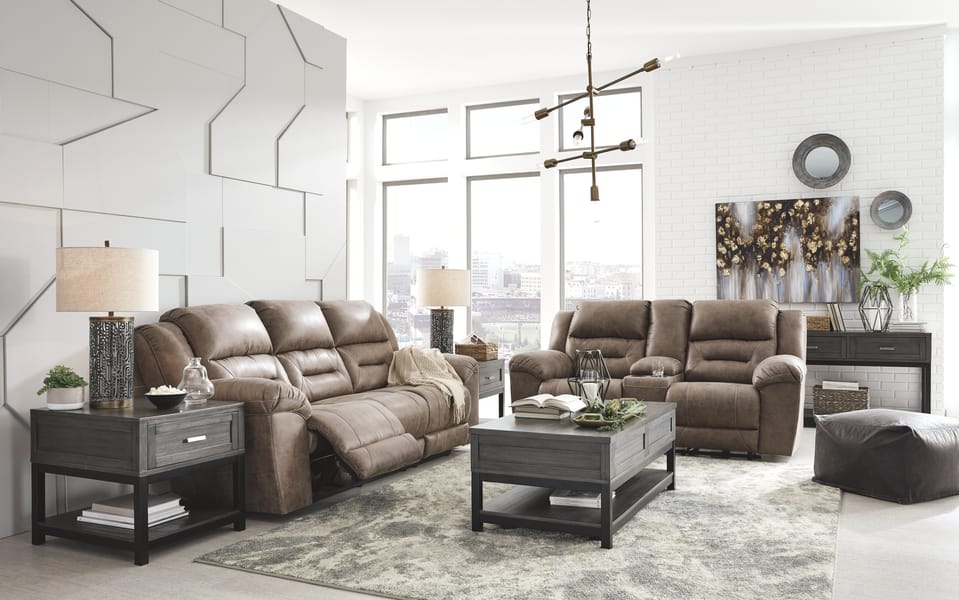 Ashley Living Room Stoneland Reclining Loveseat with Console 3990594