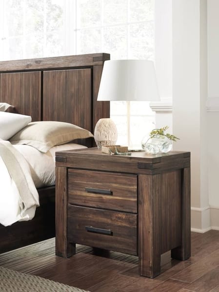 Modus Bedroom Meadow Two Drawer Solid Wood Nightstand In Brick Brown 3F4181
