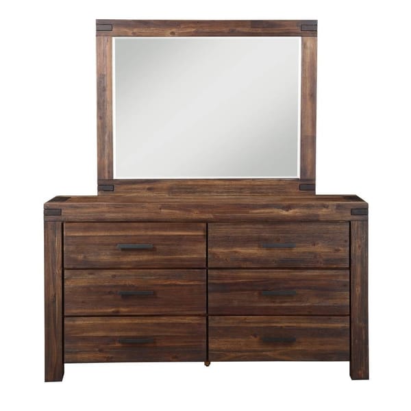 Modus Bedroom Meadow Six Drawer Solid Wood Dresser In Brick Brown 3F4182