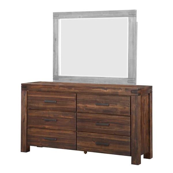 Modus Bedroom Meadow Six Drawer Solid Wood Dresser In Brick Brown 3F4182