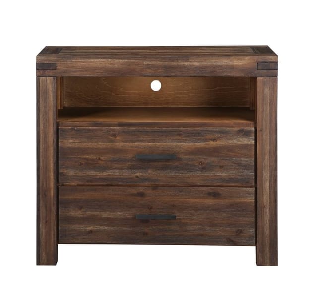 Modus Bedroom Meadow Two Drawer Solid Wood Media Chest In Brick Brown 3F4189
